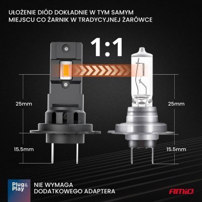 AMiO - LED žiarovky X4-series AVIATOR H7/H18 6500K max 44W