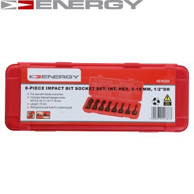 ENERGY - Sada bitov rázových IMBUS 1/2" 9ks