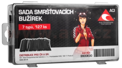 sada smršťovacích bužírek 127 ks (černá), max 125 °C, max 600 V