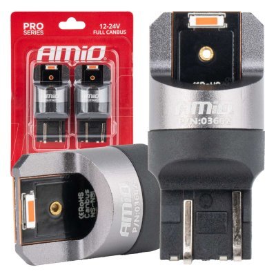 AMiO - LED žiarovky FULL CANBUS PRO W21/5W 2x1860 SMD červené 12V 24V
