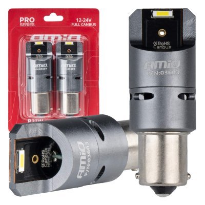 AMiO - LED žiarovky FULL CANBUS PRO BA15S P21W 2x1860SMD biele 12V 24V