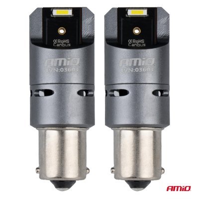 AMiO - LED žiarovky FULL CANBUS PRO BA15S P21W 2x1860SMD biele 12V 24V