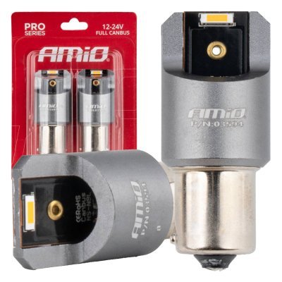 AMiO - LED žiarovky FULL CANBUS PRO PY21W 2x1860 SMD amber 12V 24V