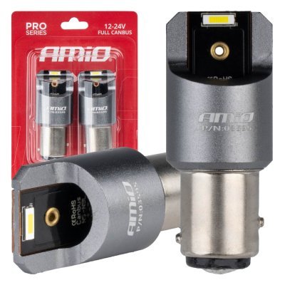 AMiO - LED žiarovky FULL CANBUS PRO BAY15D P21/5W 2x1860SMD biele 12V 24V