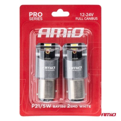 AMiO - LED žiarovky FULL CANBUS PRO BAY15D P21/5W 2x1860SMD biele 12V 24V