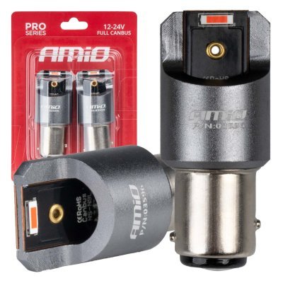 AMiO - LED žiarovky FULL CANBUS PRO P21/5W 2x1860 SMD červené 12V 24V