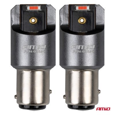 AMiO - LED žiarovky FULL CANBUS PRO P21/5W 2x1860 SMD červené 12V 24V