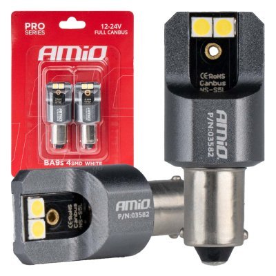 AMiO - LED žiarovky FULL CANBUS PRO T4W BA9S 4x3030 SMD biele 12V 24V