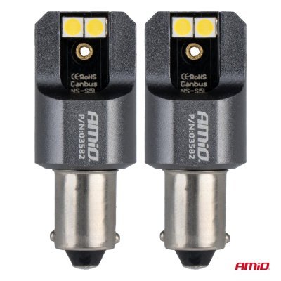 AMiO - LED žiarovky FULL CANBUS PRO T4W BA9S 4x3030 SMD biele 12V 24V