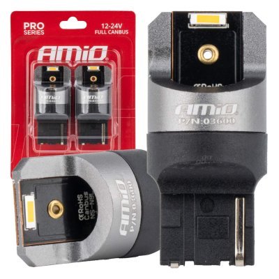 AMiO - LED žiarovky FULL CANBUS PRO WY21W 2x1860 SMD amber 12V 24V