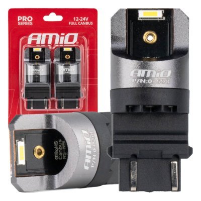 AMiO - LED žiarovky FULL CANBUS PRO P27/7W 2x3157 SMD biele 12V 24V