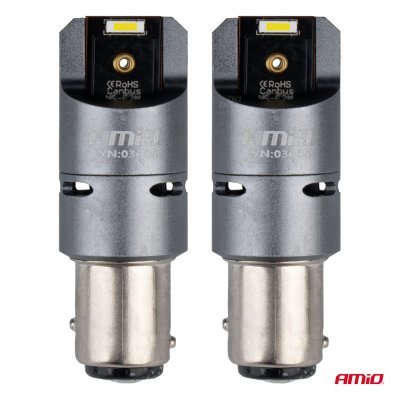 AMiO - LED žiarovky FULL CANBUS PRO BAY15D P21/5W 2x1860SMD biele 12V 24V