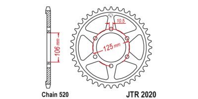 JT-Anglicko - Oceľová rozeta pre sekundárne reťaze typu 520, (41 zubov)