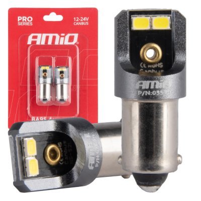 AMiO - LED žiarovky CANBUS PRO T4W BA9S 4x2016 SMD biele 12V 24V