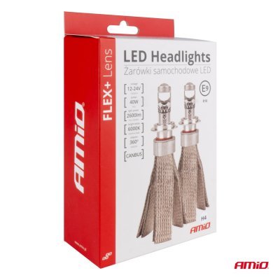 AMiO - LED žiarovky do auta FLEX+ séria H4 šošovky 12V 24V 6000K Canbus