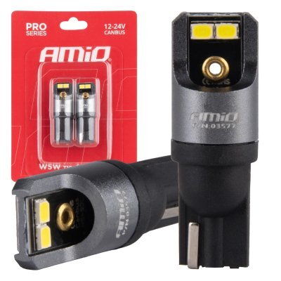 AMiO - LED žiarovky CANBUS PRO T10 W5W 4x2016 SMD biele 12V 24V