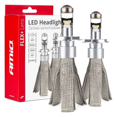 AMiO - LED žiarovky do auta FLEX+ séria H4 šošovky 12V 24V 6000K Canbus