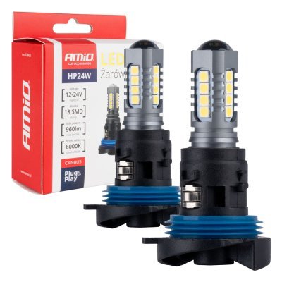 AMiO - LED žiarovky CANBUS 3030 18SMD HP24W White 12V/24V