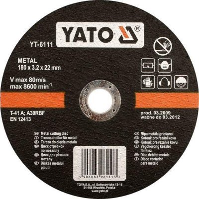 Yato - Kotúč rezný na kov Ø180 x 22 x 1.5mm
