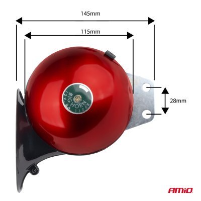 AMiO - Zvuková signalizace klaksonu sada 2 ks červená 125 mm 12V
