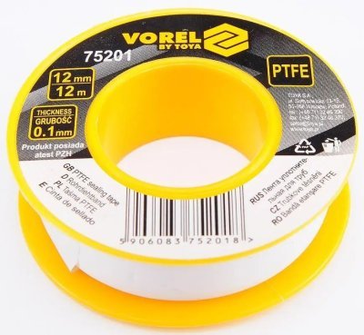 Vorel tesniaca páska PTFE 12 m×12 mm×0,1 mm