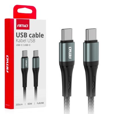 AMiO - Kábel 'USB-C na USB-C 60W 200cm FullLINK