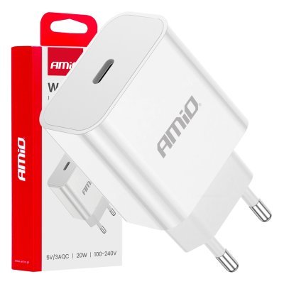 AMiO - Sieťová nabíjačka USB-C 20W Quick Charge 230V