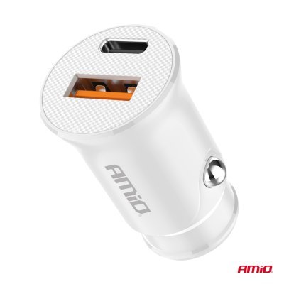AMiO - Nabíjačka do auta USB-A + USB-C 20W 12/24V