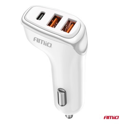 AMiO - Nabíjačka do auta 2x USB-A + USB-C 38W