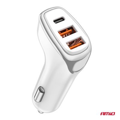 AMiO - Nabíjačka do auta 2x USB-A + USB-C 38W