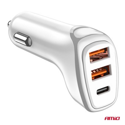 AMiO - Nabíjačka do auta 2x USB-A + USB-C 38W