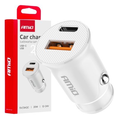 AMiO - Nabíjačka do auta USB-A + USB-C 20W 12/24V