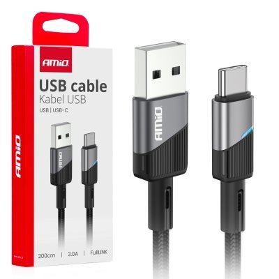 AMiO - Kábel USB na USB-C 3A 200cm FullLINK