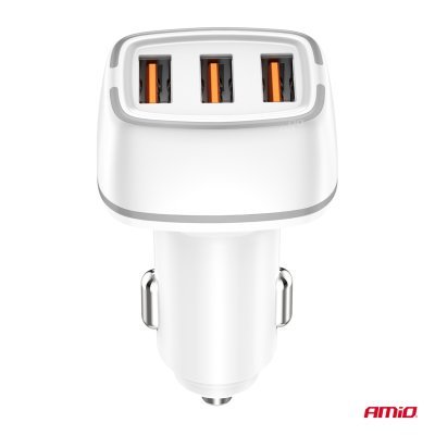 AMiO - Nabíjačka do auta 2x USB-A + USB-C 32W 12/24V