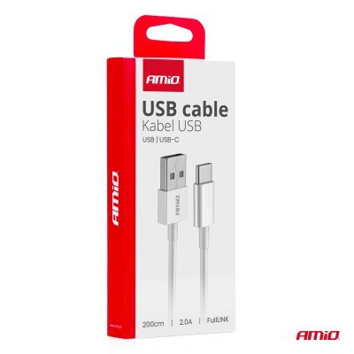 AMiO - Kábel USB na USB-C 2A 200cm FullLINK