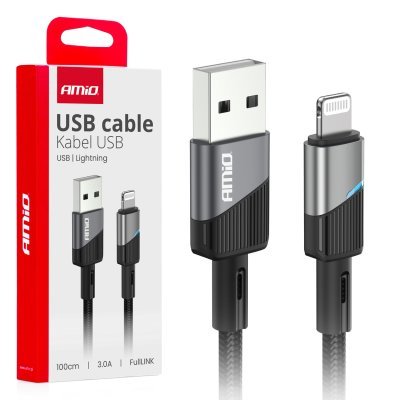 AMiO - Kábel USB na Lightning 3A 100cm FullLINK