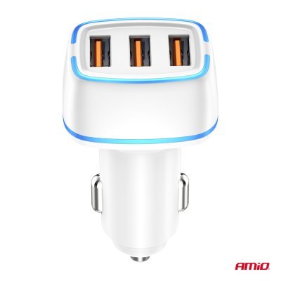 AMiO - Nabíjačka do auta 3x USB-A 30W 12/24V