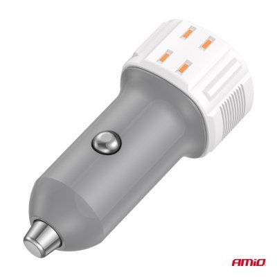 AMiO - Nabíjačka do auta USB-A + USB-C 38W 12/24V