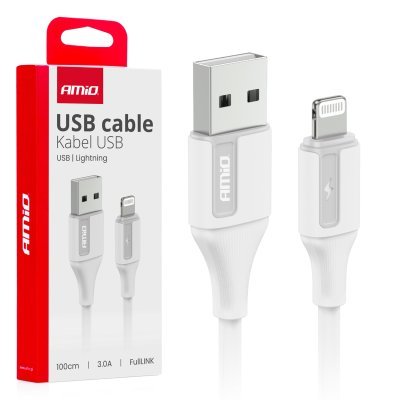 AMiO - Kábel USB na Lightning 3A 100cm FullLINK