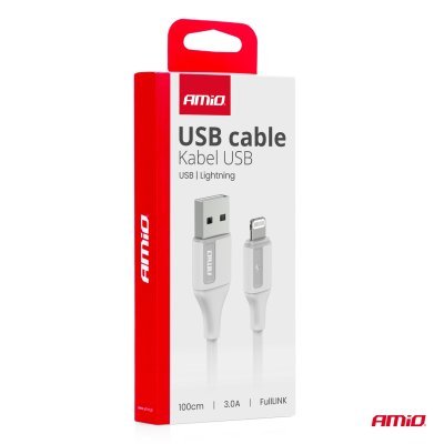 AMiO - Kábel USB na Lightning 3A 100cm FullLINK
