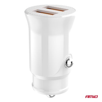 AMiO - Nabíjačka do auta 2x USB-A 2.1A 12/24V