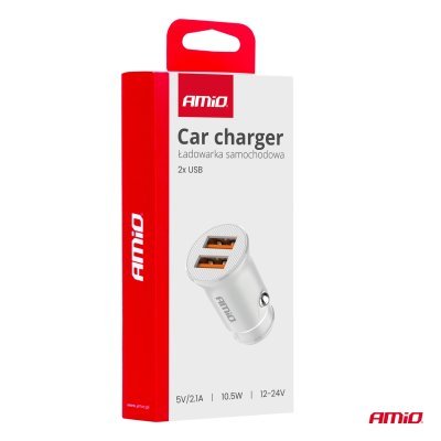 AMiO - Nabíjačka do auta 2x USB-A 2.1A 12/24V