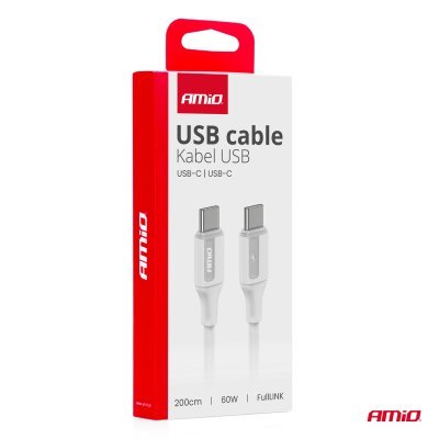 AMiO - Kábel 'USB-C na USB-C 60W 200cm FullLINK