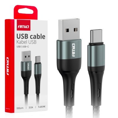 AMiO - Kábel USB na USB-C 3A 100cm FullLINK