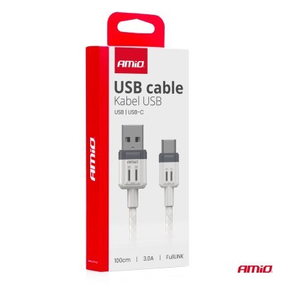AMiO - Kábel USB na USB-C 3A 100cm FullLINK