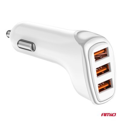 AMiO - Nabíjačka do auta 3x USB-A 3.1A 12/24V
