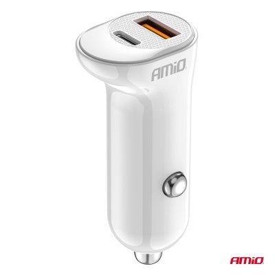 AMiO - Nabíjačka do auta USB-A+ USB-C 20W 12/24V