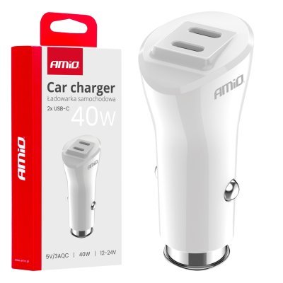 AMiO - Nabíjačka do auta 2xUSB-C 40W 12/24V