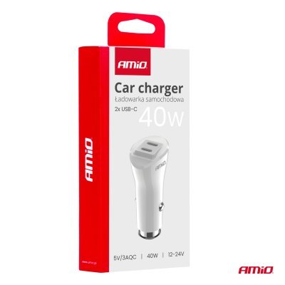 AMiO - Nabíjačka do auta 2xUSB-C 40W 12/24V