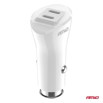 AMiO - Nabíjačka do auta 2xUSB-C 40W 12/24V
